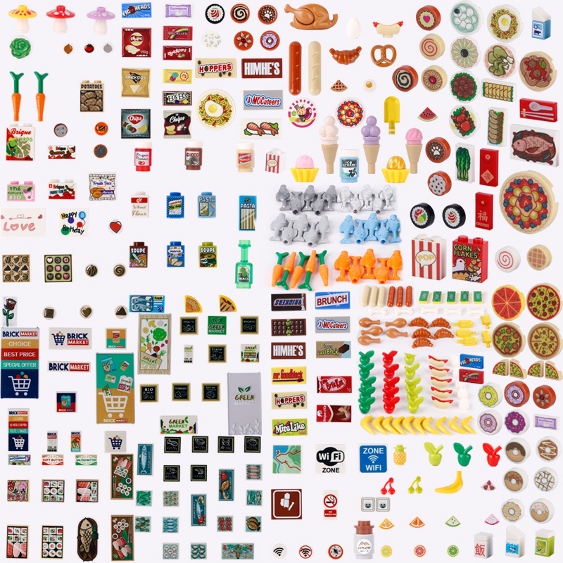 Junk Food Snacks - MOC City Street ตัวเลขอาหารพิมพ์กระเบื้อง Building Blocks