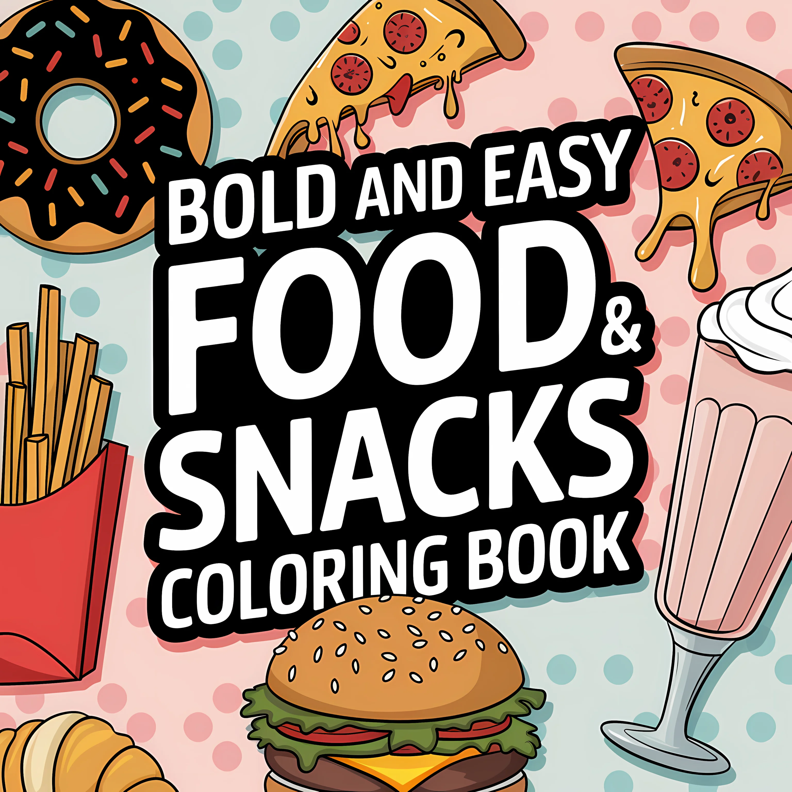 Food Snacks Coloring Book - สมุดระบายสีอาหารและขนมง่ายๆ สำหรับผู้ใหญ่ สมุดระบายสี ของขวัญวันเกิด อุปกรณ์กลับไปโรงเรียน สมุดวาดภาพน่ารักสำหรับผู้ใหญ่