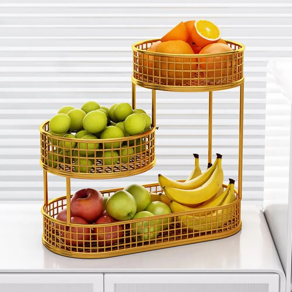 Food Snacks Drinks - สามชั้นตะกร้าผลไม้ห้องนั่งเล่นจัดเก็บขนมผลไม้จานขนมเคาน์เตอร์ครัวตะกร้าลวดชามขาตั้ง