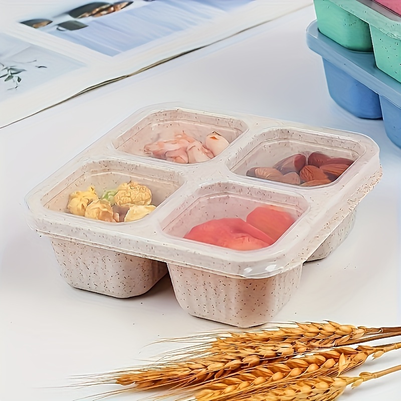 Food Prep Snacks - ชุดกล่องอาหารกลางวันขบเคี้ยวพลาสติกแบบใช้ซ้ําได้ 2 กล่องพร้อมฝาปิด - หลอดข้าวสาลีปลอดสาร BPA