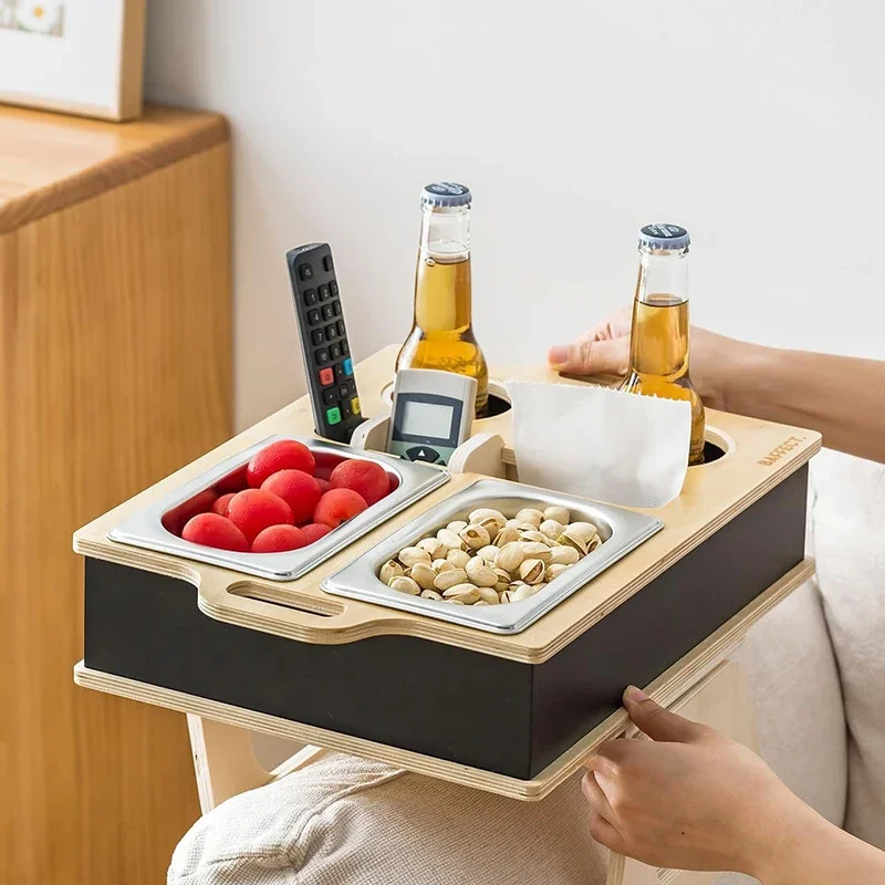 Food Snacks Drinks - สี่เหลี่ยมผืนผ้าถาดไม้ไผ่เดสก์ท็อปรีโมทคอนโทรลผู้ถือขนมขบเคี้ยวถาดเบอร์เกอร์สําหรับอาหารโซฟากล่องขนมโซฟาแขนโต๊ะเครื่องดื่มและกล่องเบียร์