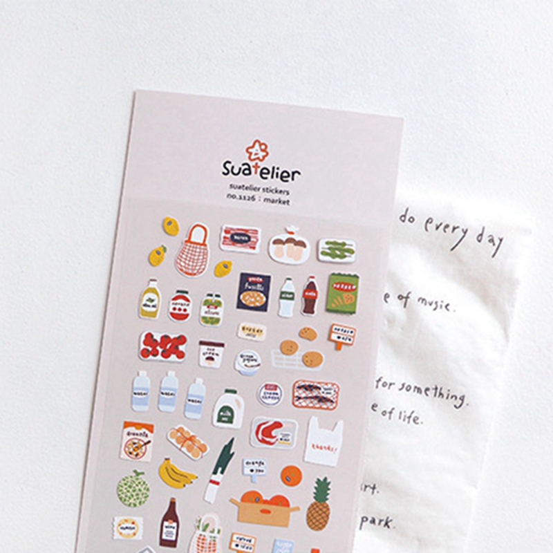 Junk Food Snacks - Suatelier No.1126 สติกเกอร์ “Market” สำหรับงานสแครปบุ๊ค อาหารน่ารัก
