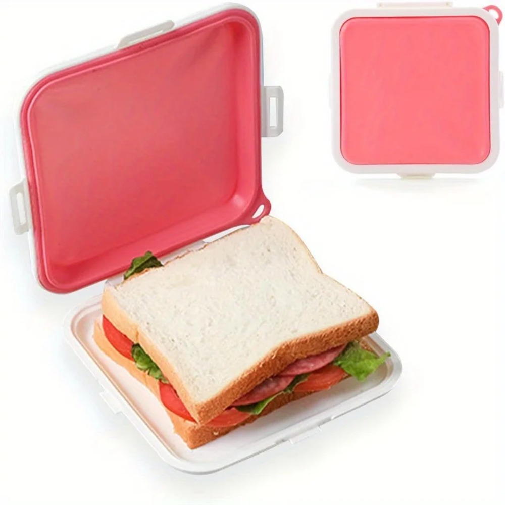 Food Snacks For Picnic - กล่องเก็บแซนวิชซิลิโคน กล่องใส่อาหารแบบมีฝาปิดสำหรับใส่ผลไม้ สลัด ของว่าง อาหารกลางวัน สำหรับปิกนิกและการเดินทาง