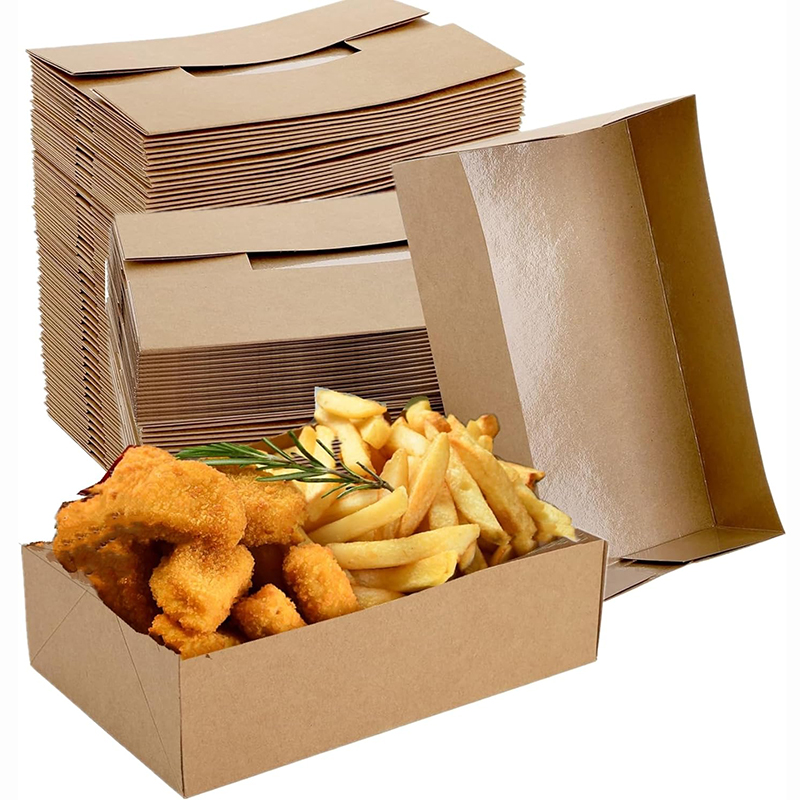 Fast Food With Snacks - 20/50 ชิ้นกระดาษคราฟท์ถาดอาหาร, 4 มุม Pop Up