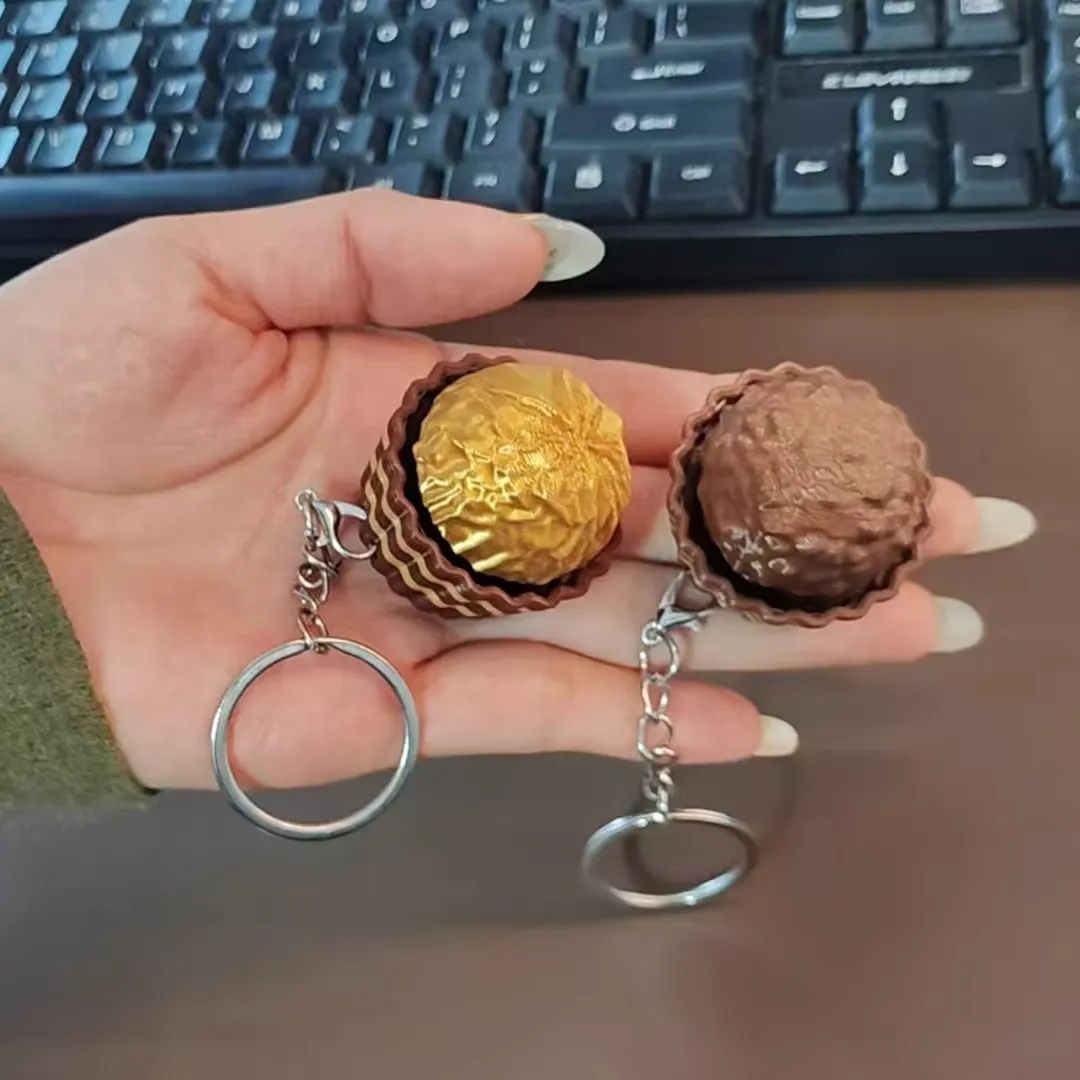 Junk Food Snacks - พวงกุญแจรูปคีย์บอร์ดช็อกโกแลตดูไบ ของเล่นคลายเครียด ปุ่มกดไอศกรีม ของเล่นคลิกเกอร์ ของขวัญ