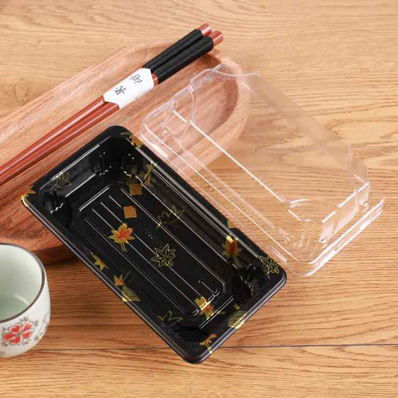 Food Prep Snacks - กล่องซูชิแบบหนา 10 ชิ้น พร้อมฝาปิด กล่องใส่อาหารแบบใช้แล้วทิ้ง PET