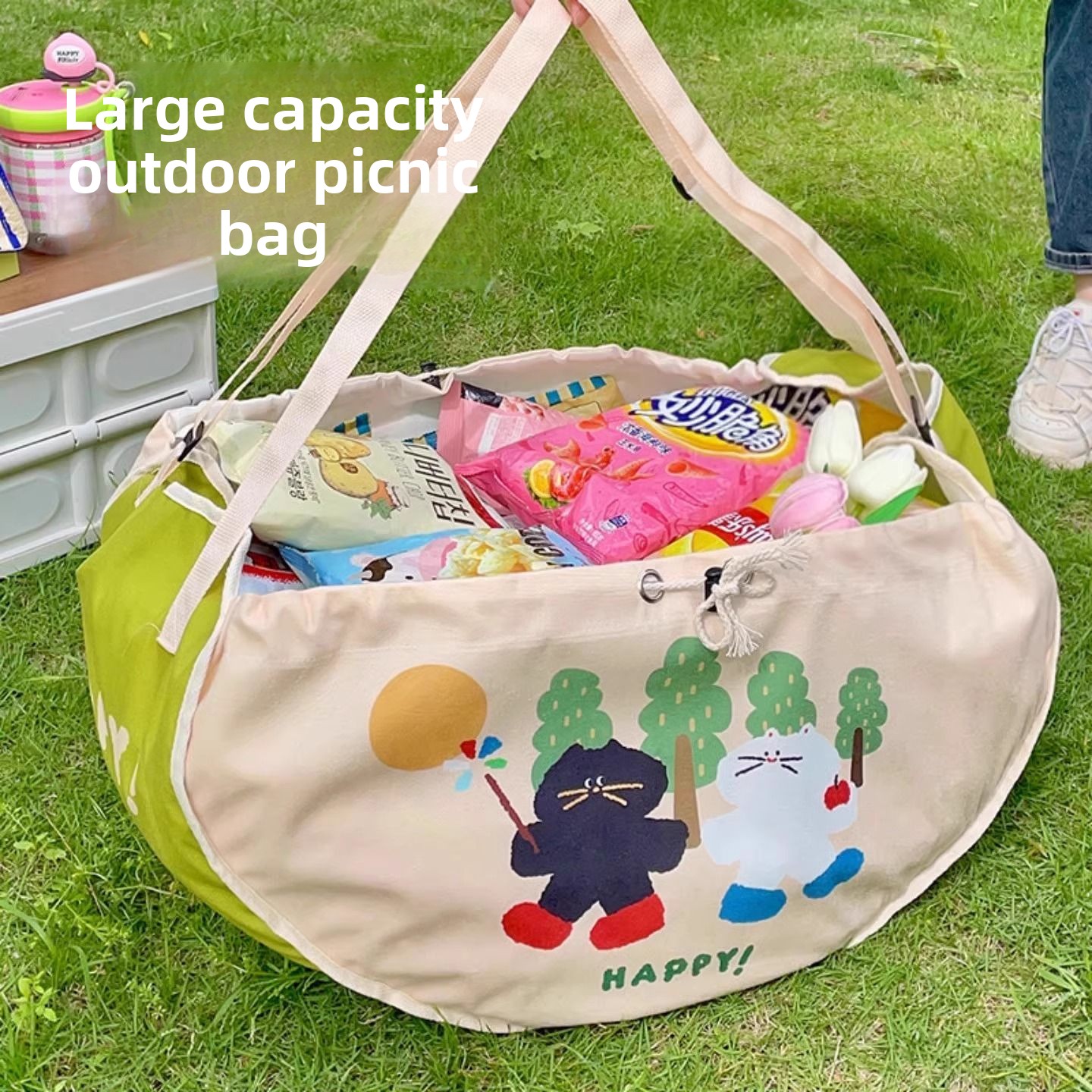 Food Snacks For Picnic - กระเป๋าเก็บของในรถยนต์ความจุขนาดใหญ่, กระเป๋าใส่ขนมเบาะหลังรถยนต์, กระเป๋าเก็บของภายในรถยนต์, กระเป๋าปิคนิคกลางแจ้งสําหรับการเดินทาง
