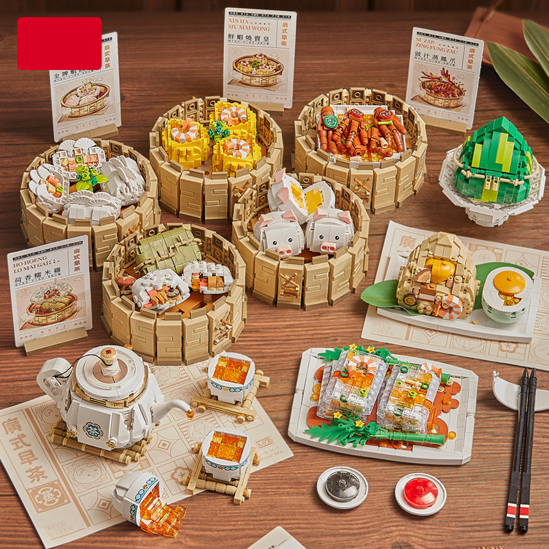 Food Snacks Brands - จีนอาหารอร่อยบล็อกชาขนมขบเคี้ยวอาคารอิฐกุ้ง Ravioli นึ่งวุ้นเส้นม้วนแบบดั้งเดิมจีนข้าวพุดดิ้งของเล่น