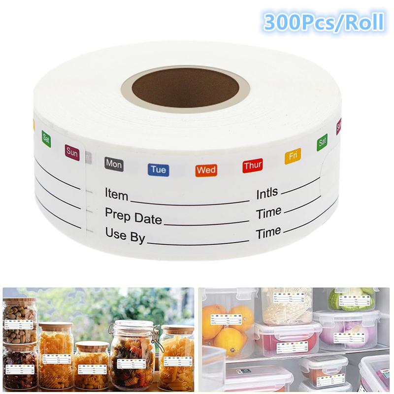 Food Snacks Label - 300 ชิ้น/ม้วน ฉลากวันหมดอายุสำหรับเก็บขนม สติกเกอร์ติดด้วยตนเอง สติกเกอร์วันที่สำหรับอาหารในครัว สติกเกอร์เครื่องเขียน