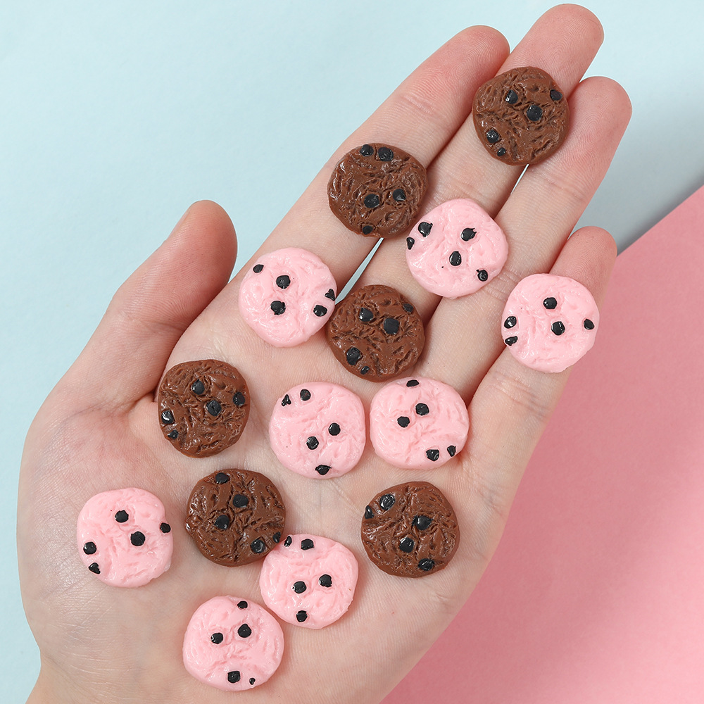 Junk Food Snacks - 100ชิ้น/ล็อตเรซิ่น Mini Kawaii ช็อกโกแลตชิปคุกกี้เบเกอรี่ Miniature ตุ๊กตาของเล่นตกแต่ง