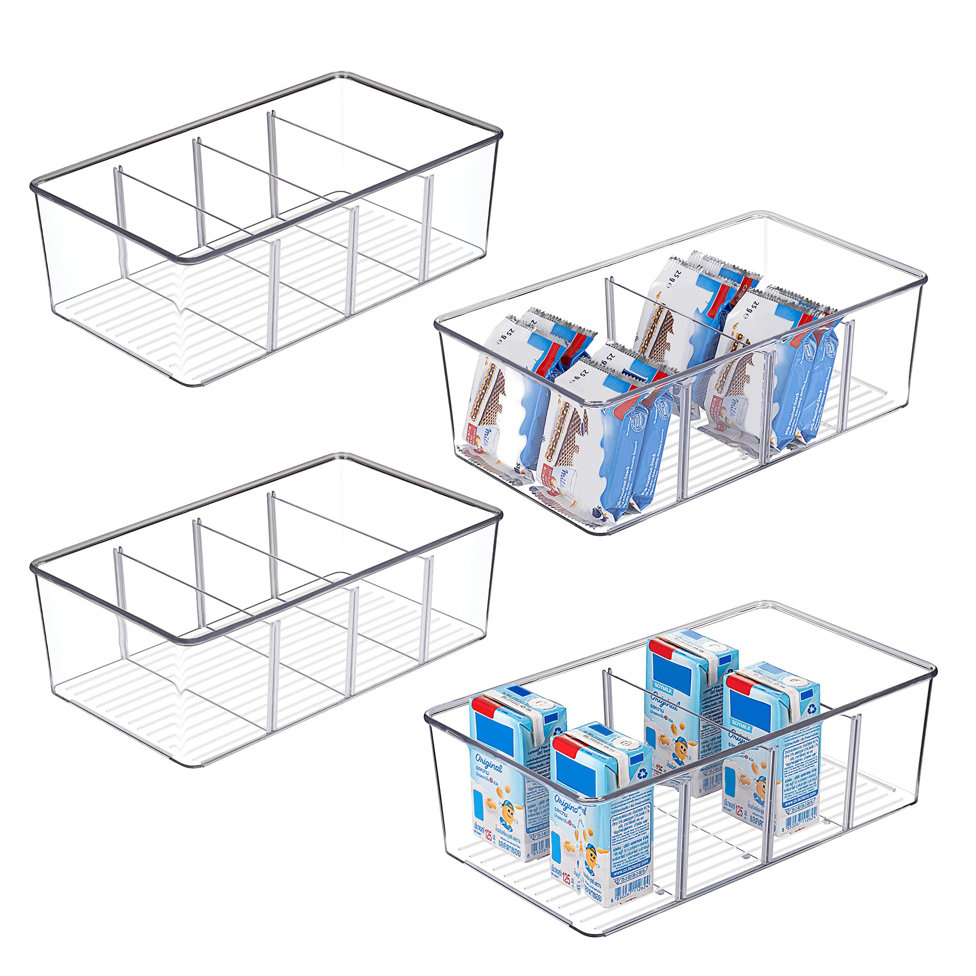 กล่องจัดระเบียบอาหาร 4 ช่อง ใส - Food Snacks Packets บทวิจารณ์และราคา