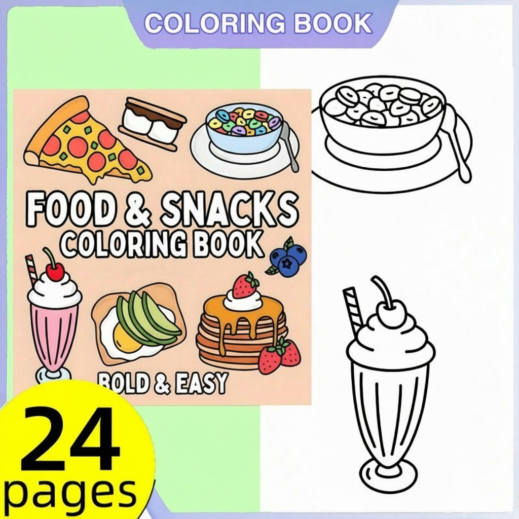 สมุดระบายสีธีมอาหารและขนมขบเคี - Food Snacks Coloring Book บทวิจารณ์และราคา