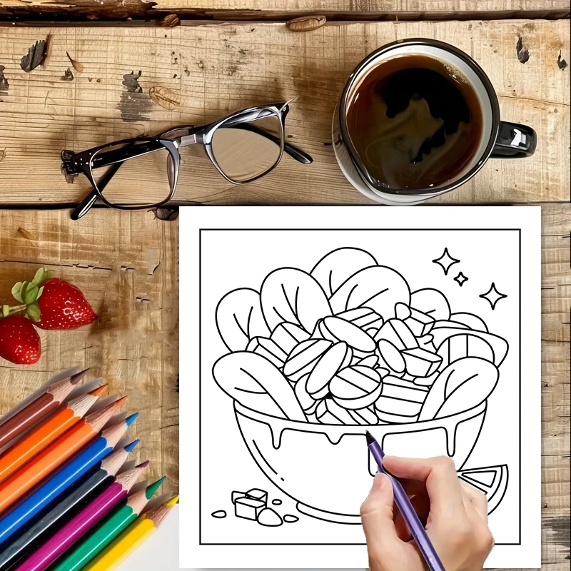 สมุดระบายสีอาหารและขนมง่ายๆ สำ - Food Snacks Coloring Book บทวิจารณ์และราคา