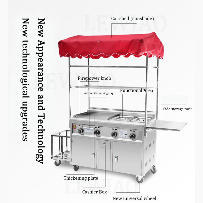รถเข็นอาหารมือถือรถพ่วงรถบรรทุ - Fast Food With Snacks บทวิจารณ์และราคา