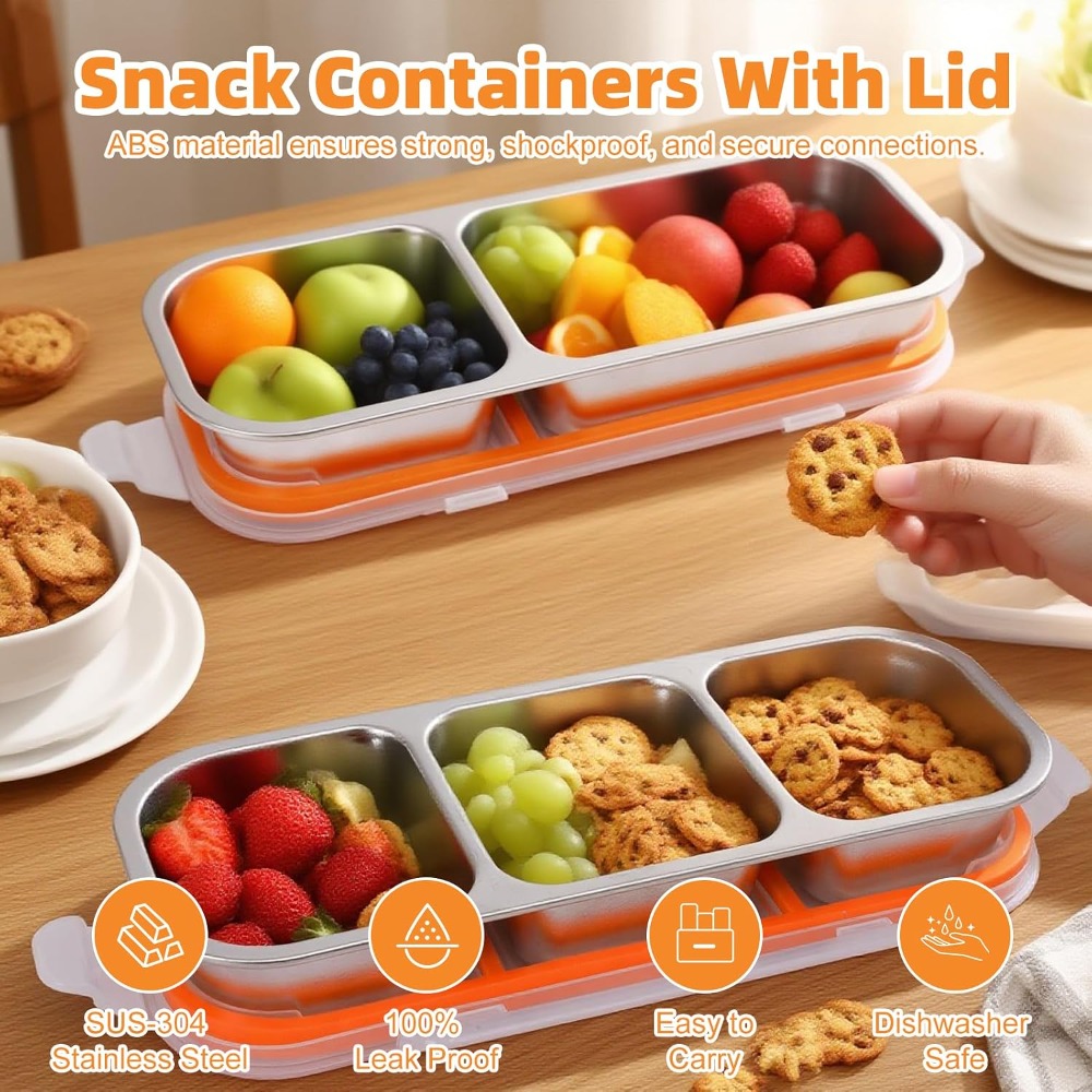 ภาชนะใส่ขนมสแตนเลสพร้อมฝาปิด ก - Food Snacks For Picnic บทวิจารณ์และราคา