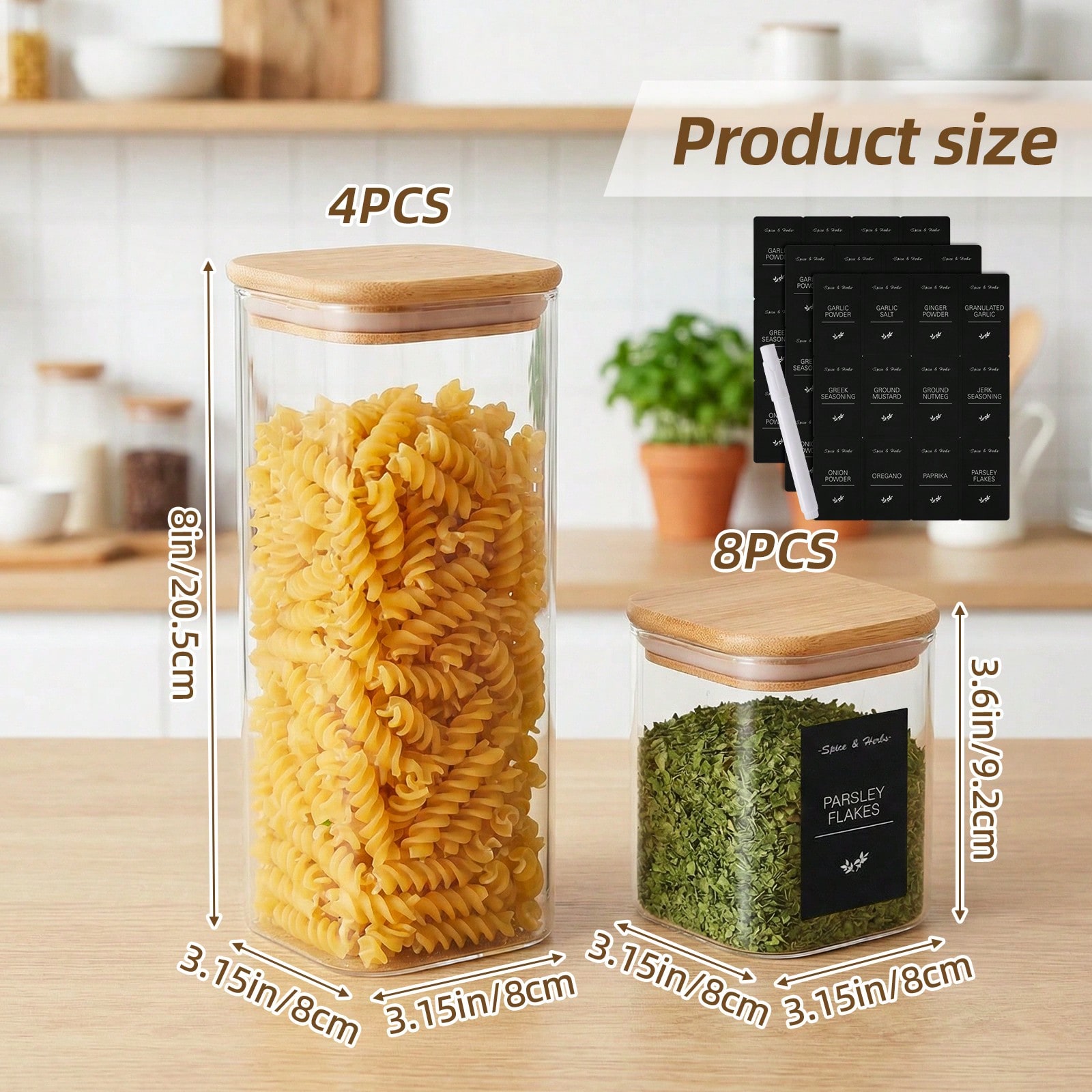 ภาชนะเก็บอาหารแก้วพร้อมฝาไม้ไผ - Food Snacks Label บทวิจารณ์และราคา