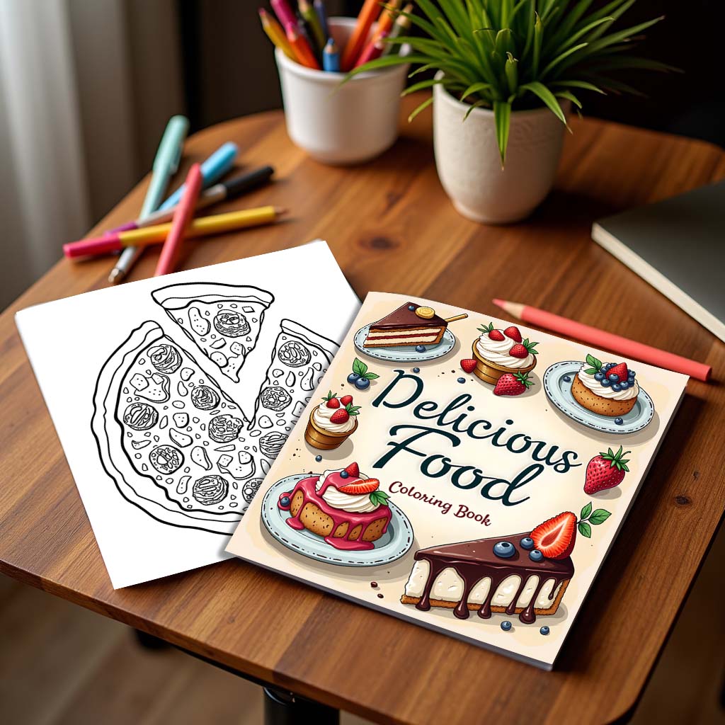 สมุดระบายสีลายอาหาร 1 เล่ม แบบ - Food Snacks Coloring Book บทวิจารณ์และราคา