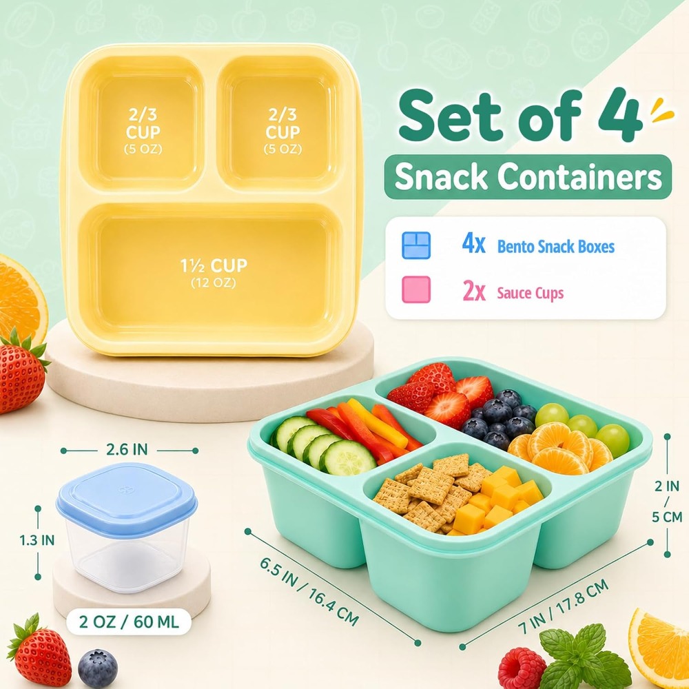 กล่องอาหารเบนโตะ 3 ช่องสำหรับผ - Food Prep Snacks บทวิจารณ์และราคา