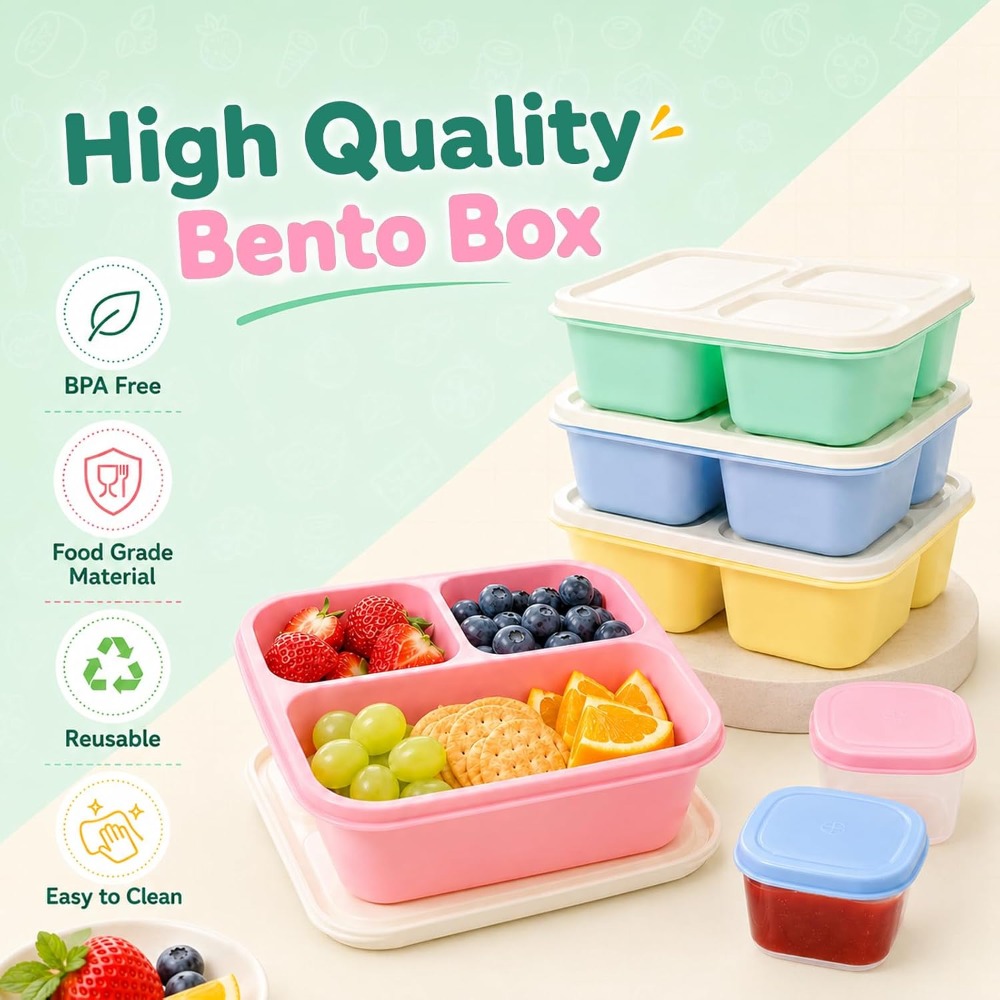 กล่องอาหารเบนโตะ 3 ช่องสำหรับผ - Food Prep Snacks บทวิจารณ์และราคา