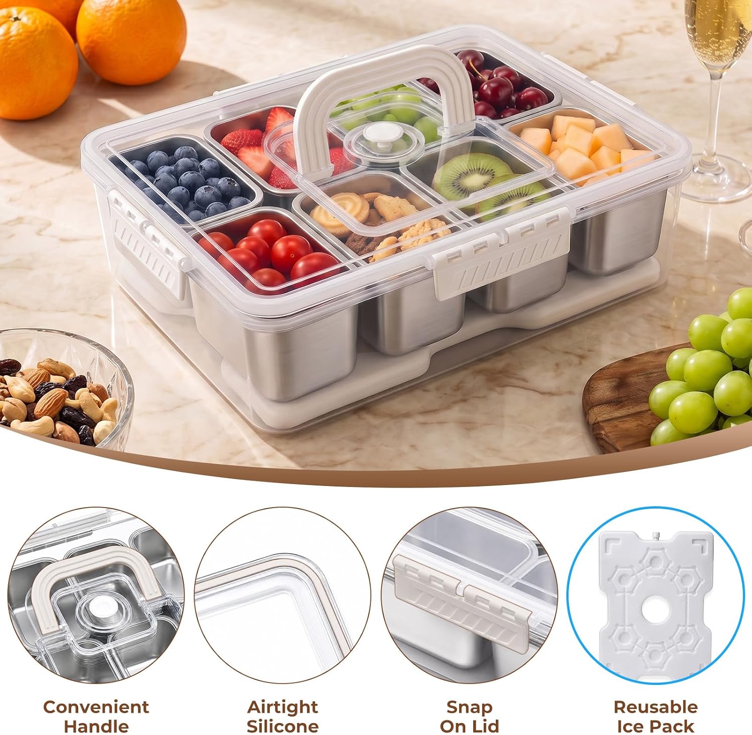 กล่องใส่ของว่างพร้อมแผ่นเก็บคว - Food Platter Snacks บทวิจารณ์และราคา
