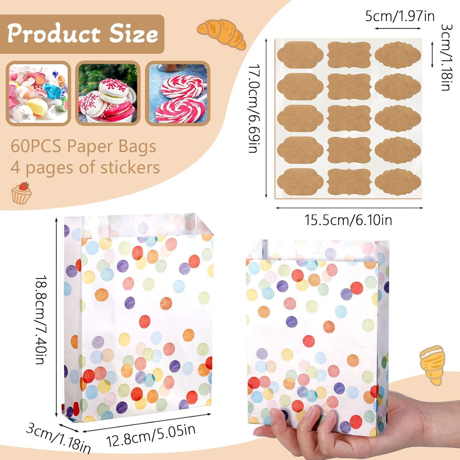 【ถุงกระดาษคราฟท์ 60 ชิ้น + ป้า - Food Snacks Label บทวิจารณ์และราคา