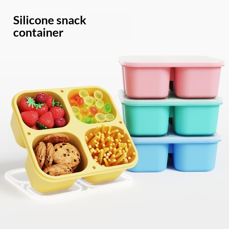 กล่องใส่ขนมซิลิโคนเกรดอาหาร 4  - Food Snacks For Picnic บทวิจารณ์และราคา
