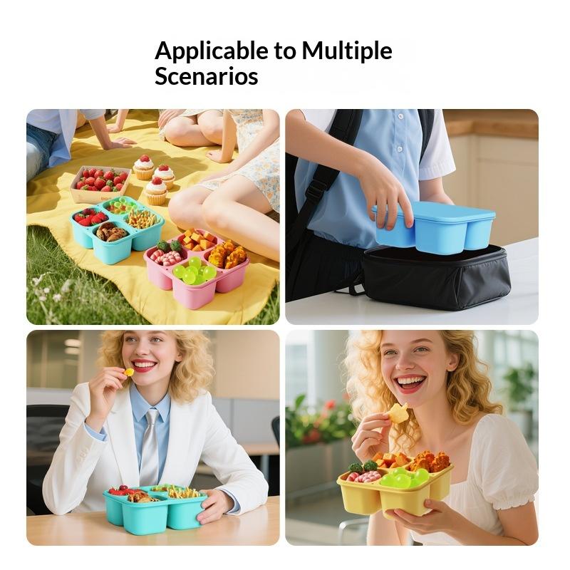 กล่องใส่ขนมซิลิโคนเกรดอาหาร 4  - Food Snacks For Picnic บทวิจารณ์และราคา