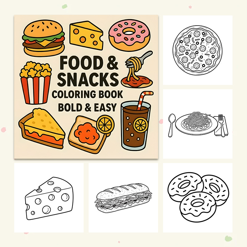สมุดระบายสีธีมอาหารและขนมขบเคี - Food Snacks Coloring Book บทวิจารณ์และราคา