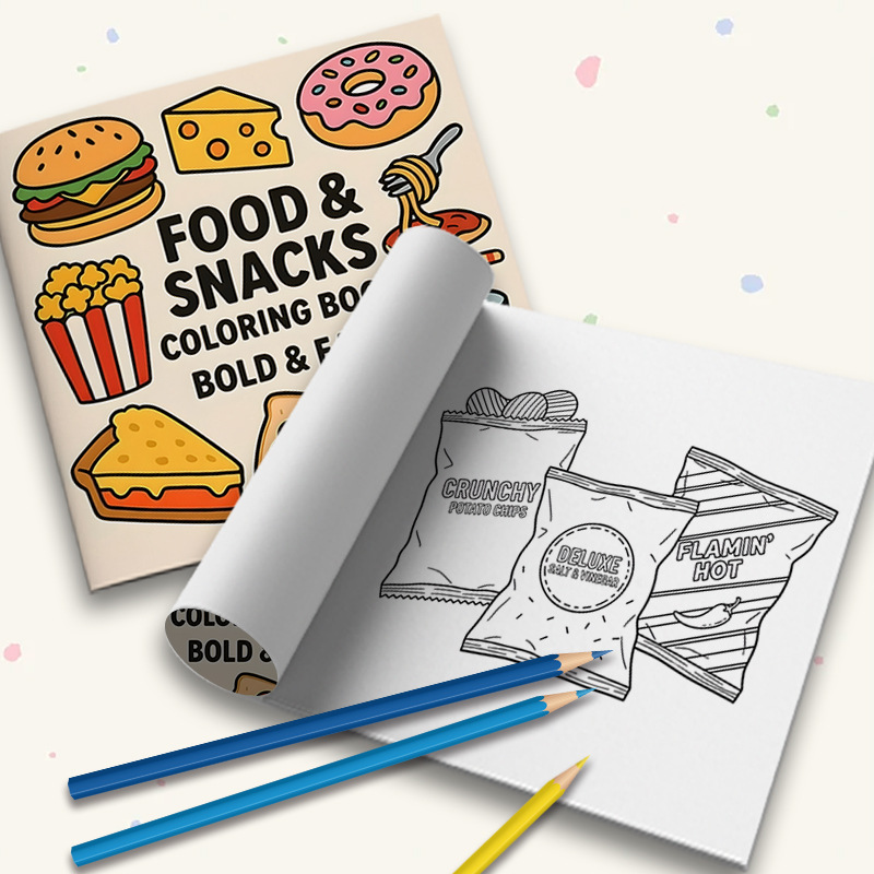 สมุดระบายสีธีมอาหารและขนมขบเคี - Food Snacks Coloring Book บทวิจารณ์และราคา